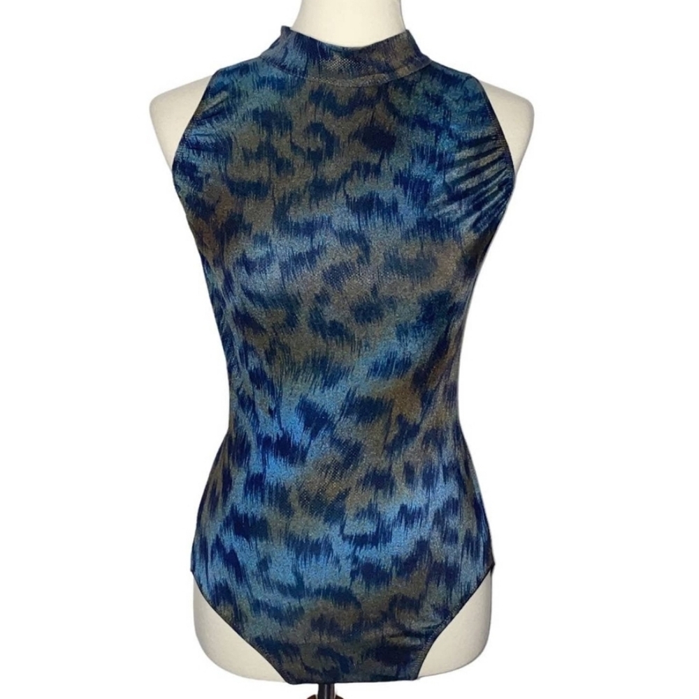 Blue Animal Print Gottex Swimsuit Or Bodysuit Medium